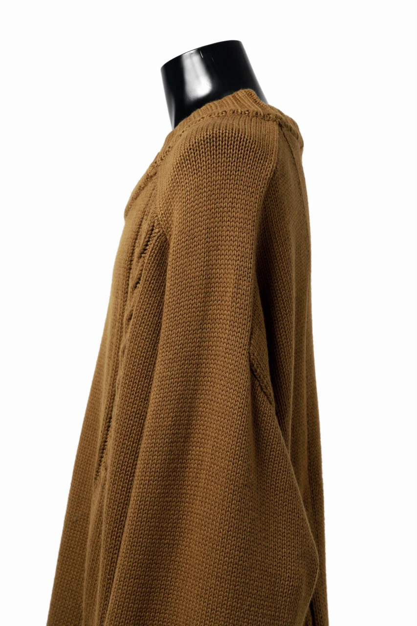 A.F ARTEFACT LOWGAUGE CABLE KNIT PULLOVER IRREGULAR-HEM (MUSTARD) - Image 16