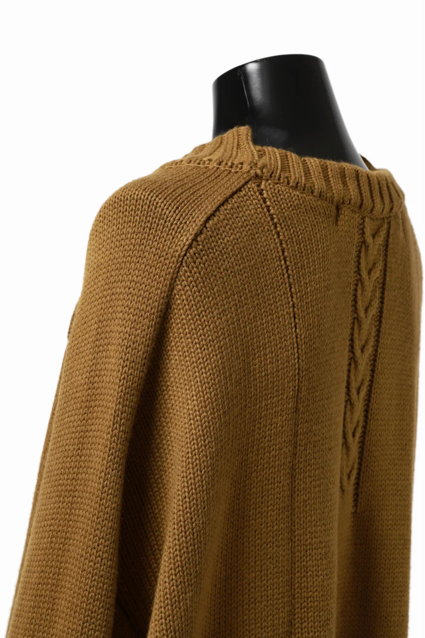 A.F ARTEFACT LOWGAUGE CABLE KNIT PULLOVER IRREGULAR-HEM (MUSTARD) - Image 17