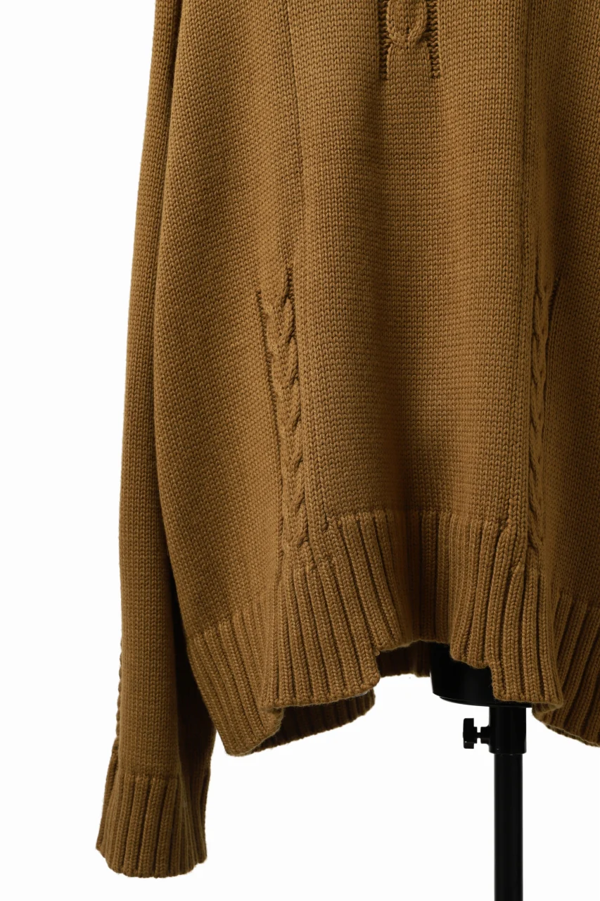 A.F ARTEFACT LOWGAUGE CABLE KNIT PULLOVER IRREGULAR-HEM (MUSTARD) - Image 18