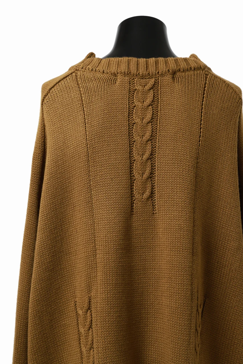 A.F ARTEFACT LOWGAUGE CABLE KNIT PULLOVER IRREGULAR-HEM (MUSTARD) - Image 19