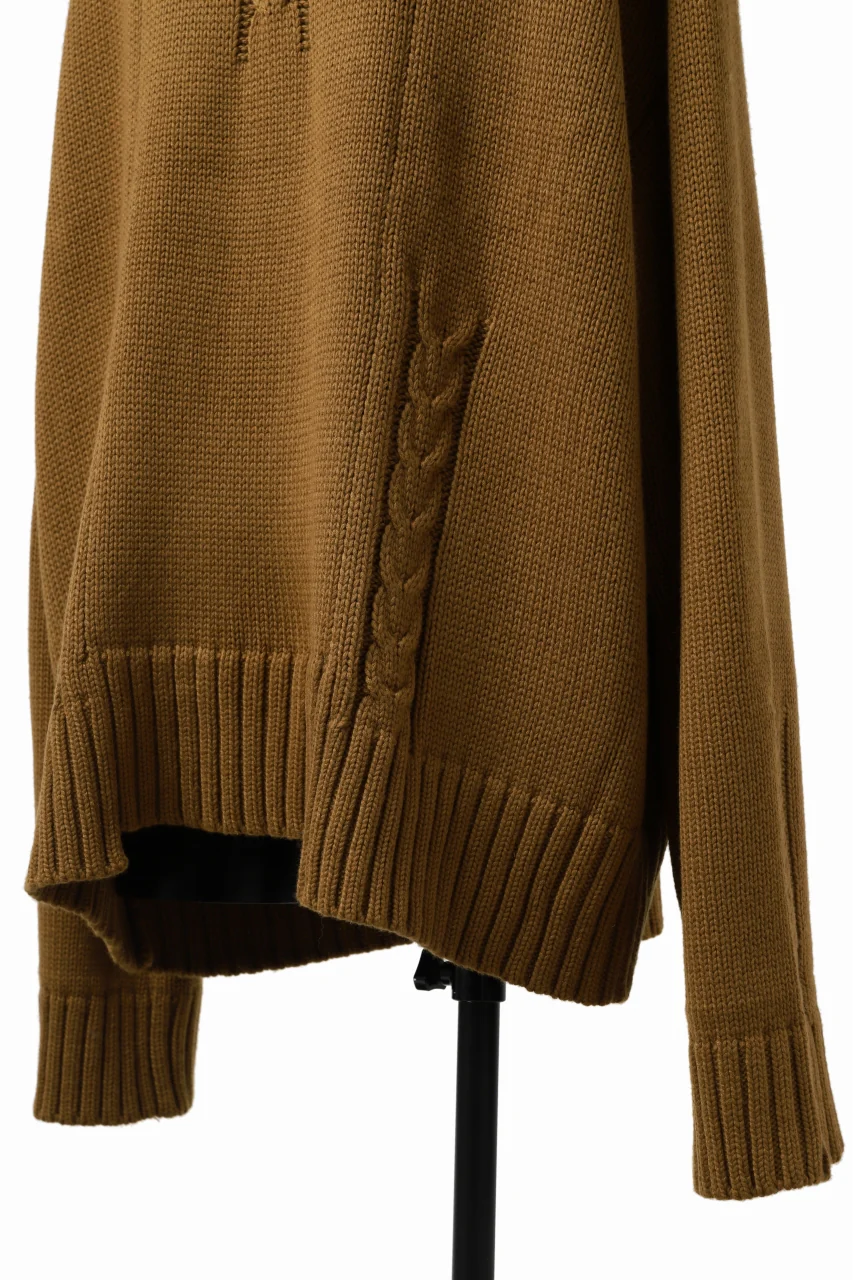 A.F ARTEFACT LOWGAUGE CABLE KNIT PULLOVER IRREGULAR-HEM (MUSTARD) - Image 20
