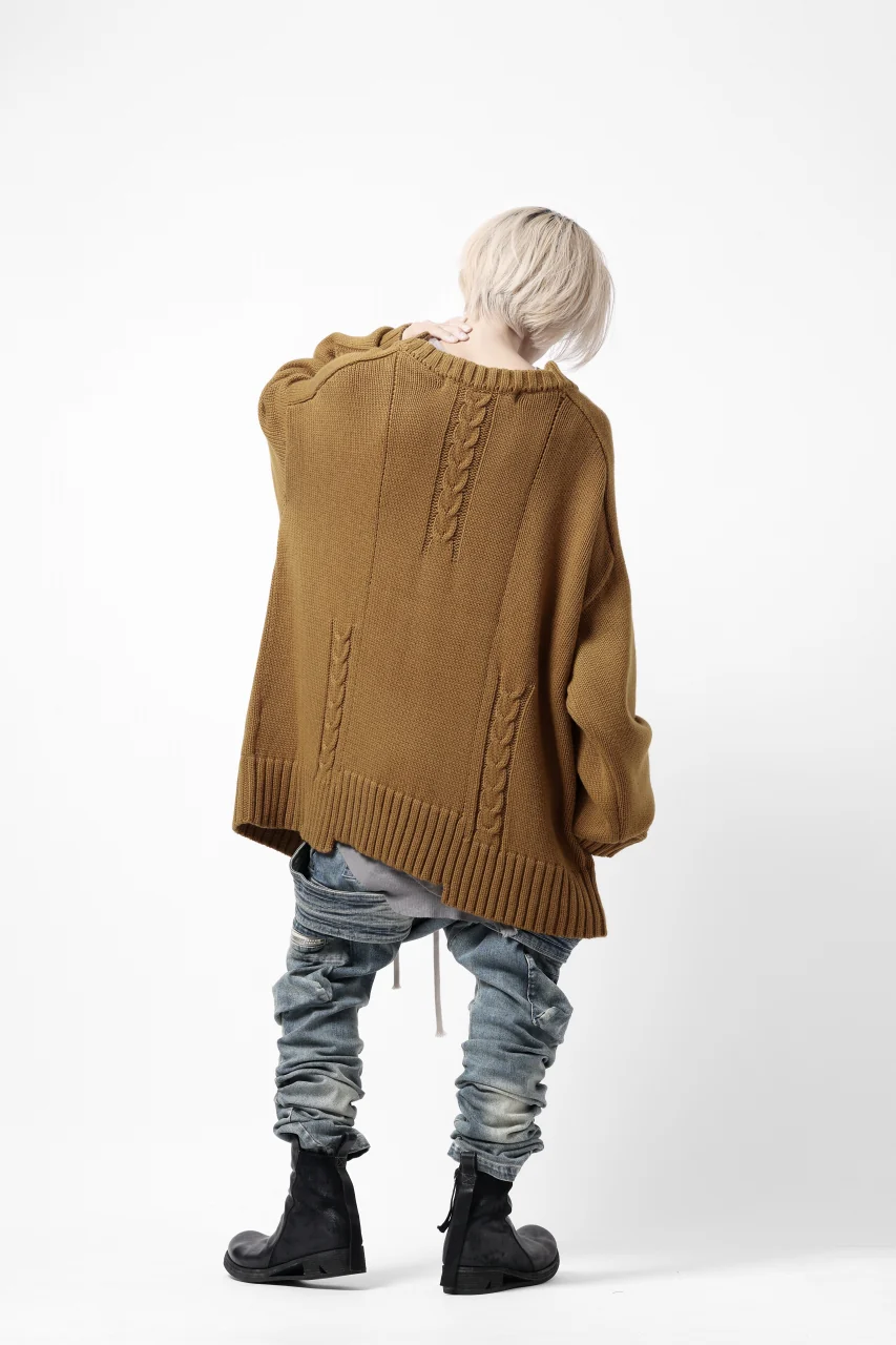 A.F ARTEFACT LOWGAUGE CABLE KNIT PULLOVER IRREGULAR-HEM (MUSTARD) - Image 26