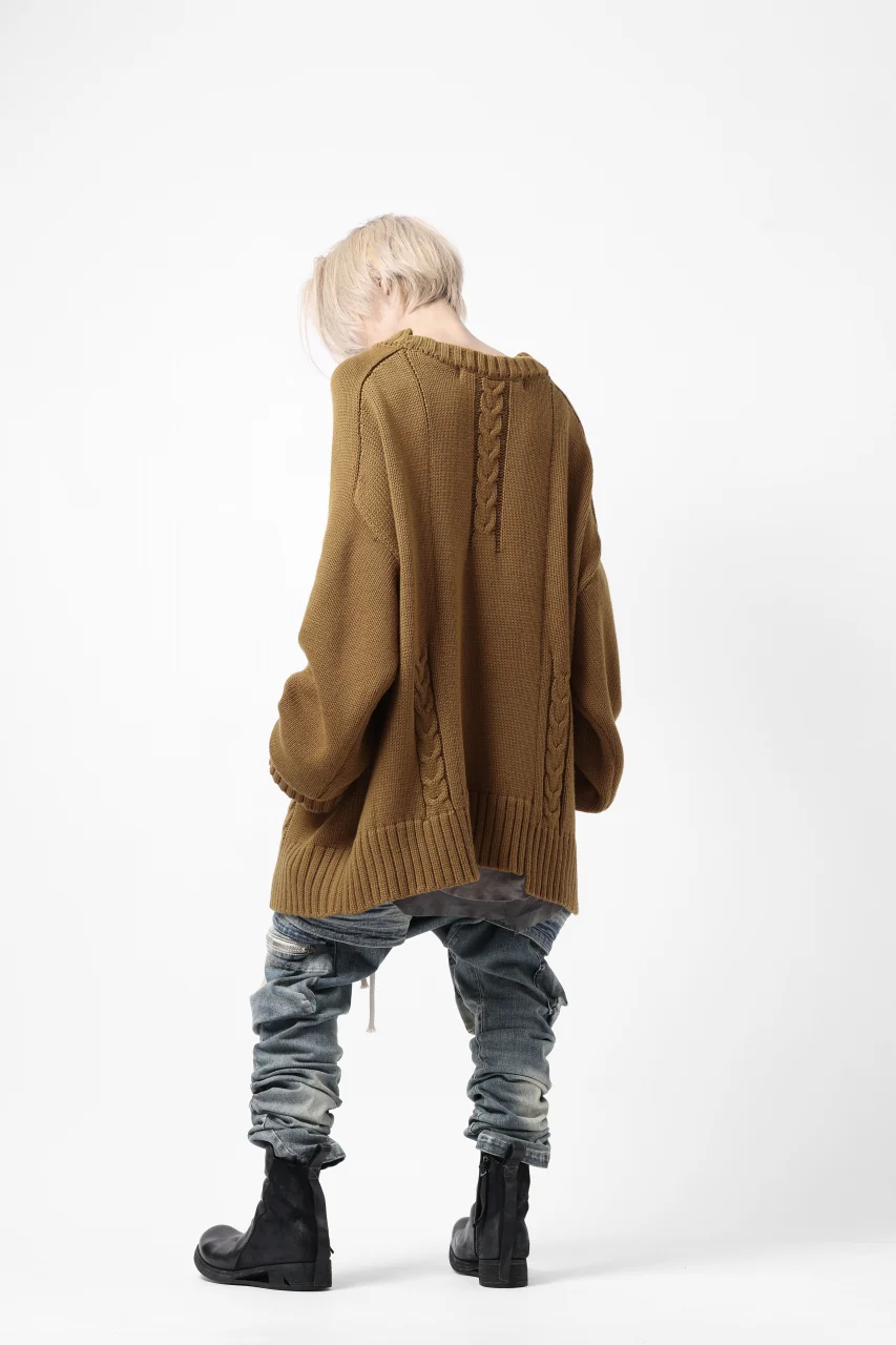 A.F ARTEFACT LOWGAUGE CABLE KNIT PULLOVER IRREGULAR-HEM (MUSTARD) - Image 27