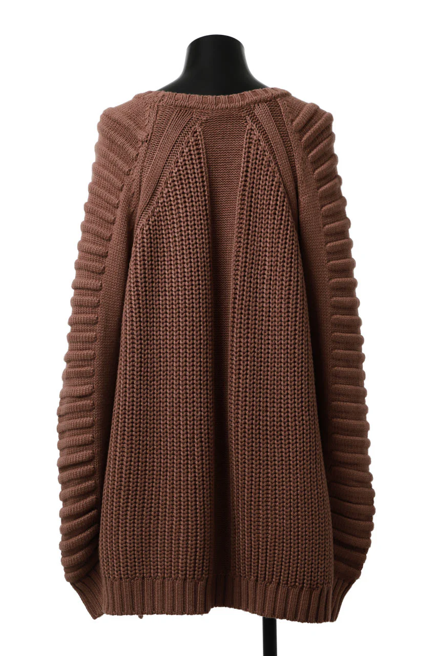 A.F ARTEFACT LOWGAUGE CABLE KNIT PULLOVER LADDER-SLEEVE (BROWN) - Image 10