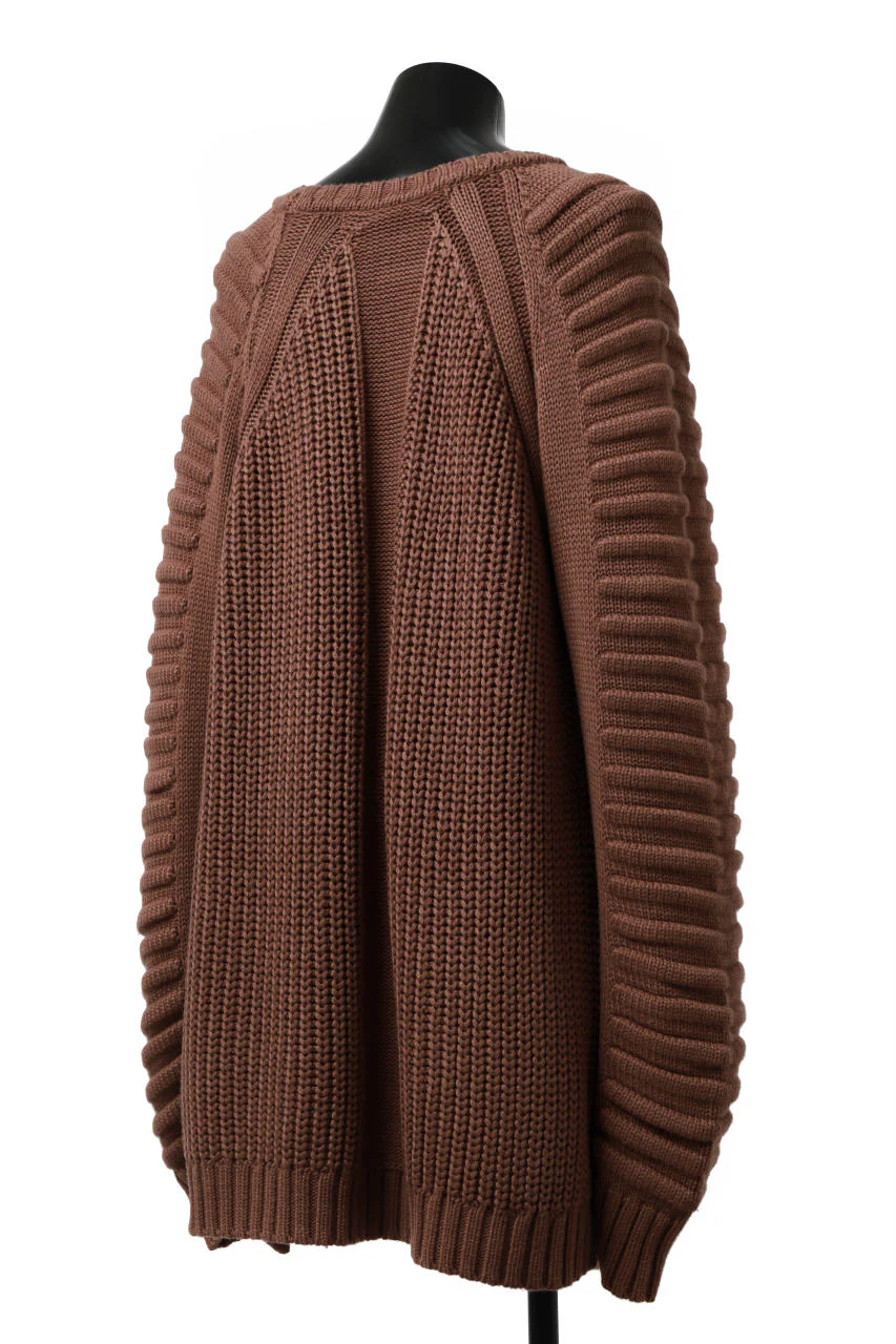 A.F ARTEFACT LOWGAUGE CABLE KNIT PULLOVER LADDER-SLEEVE (BROWN) - Image 11