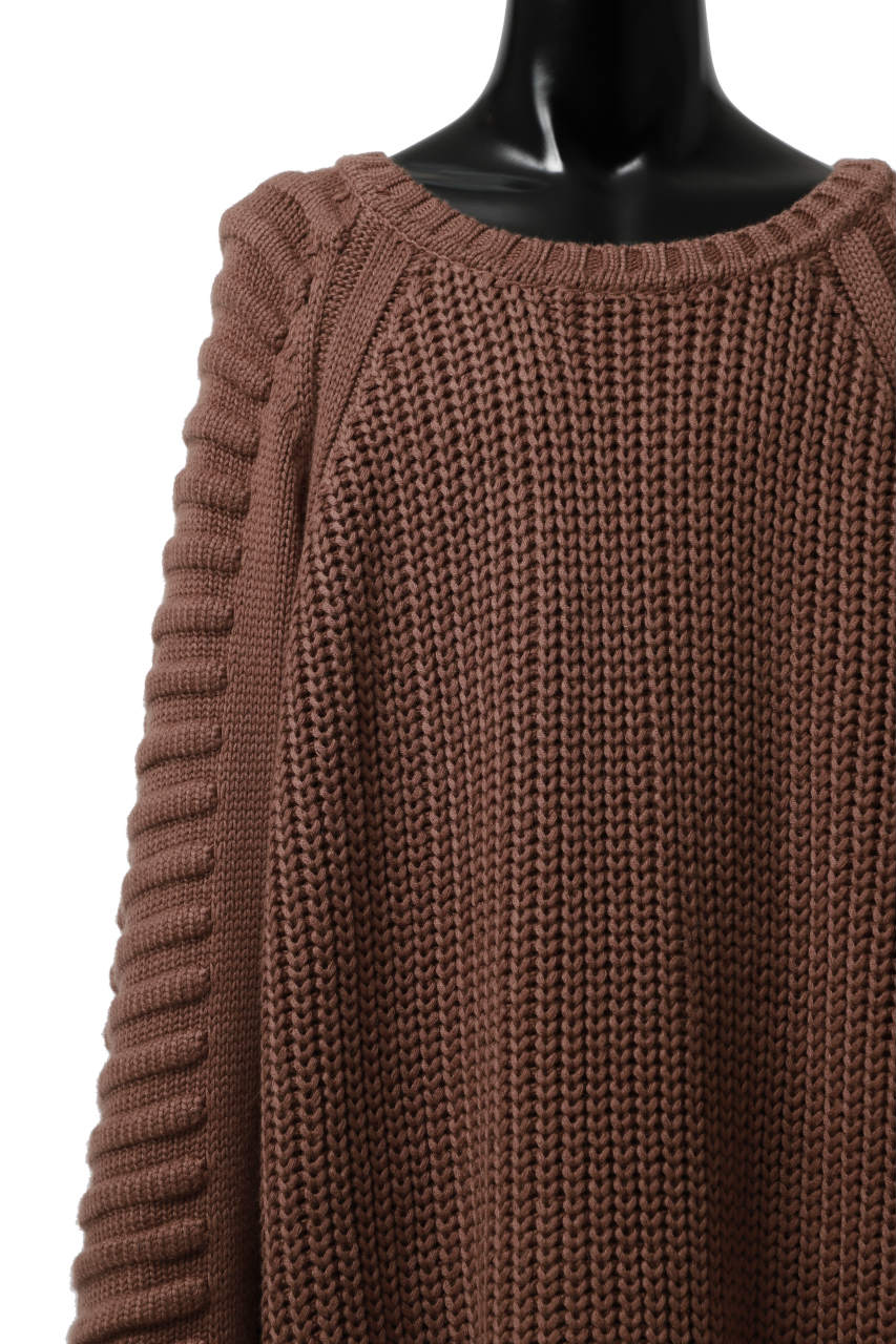 A.F ARTEFACT LOWGAUGE CABLE KNIT PULLOVER LADDER-SLEEVE (BROWN) - Image 12