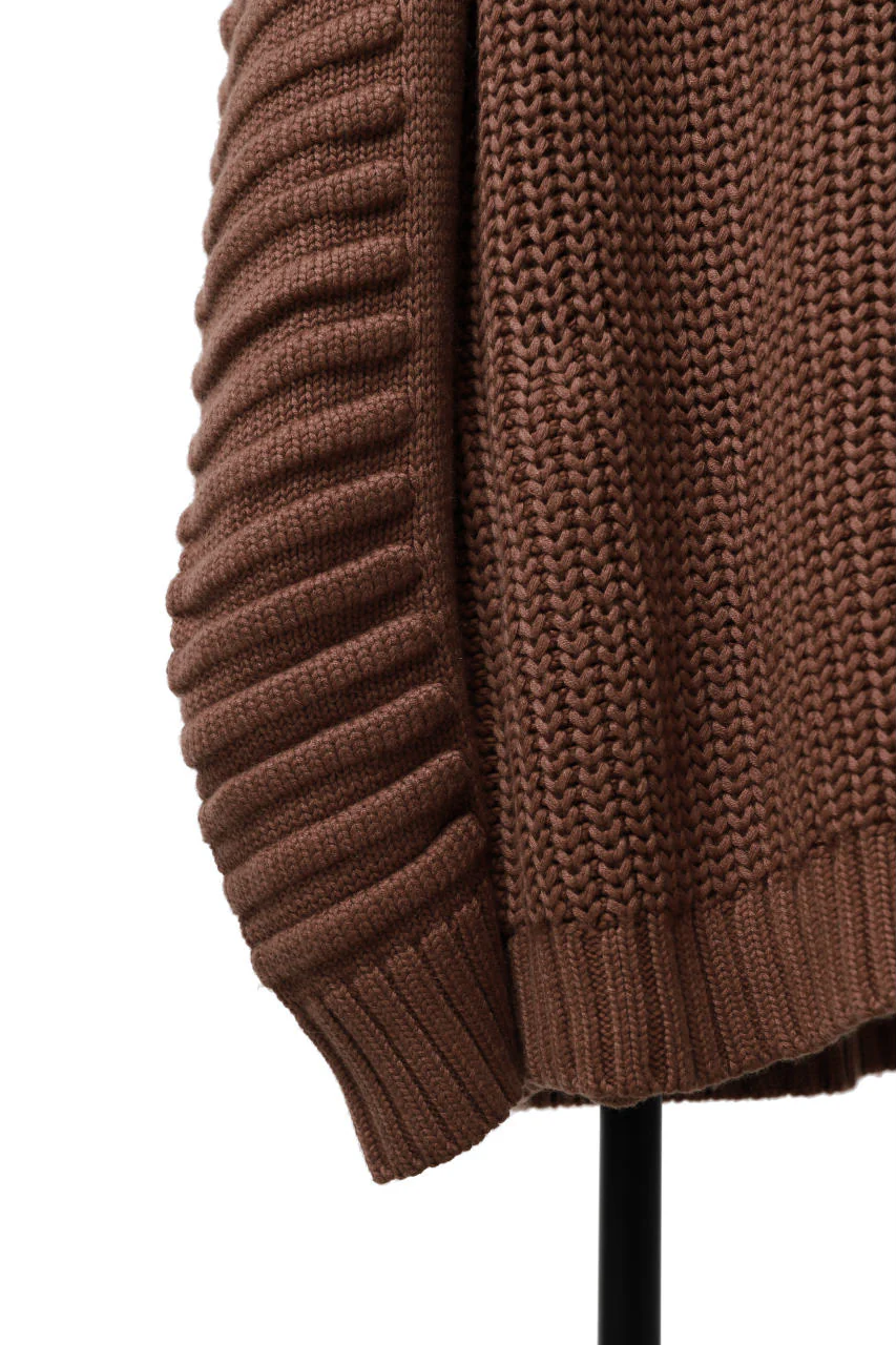 A.F ARTEFACT LOWGAUGE CABLE KNIT PULLOVER LADDER-SLEEVE (BROWN) - Image 15