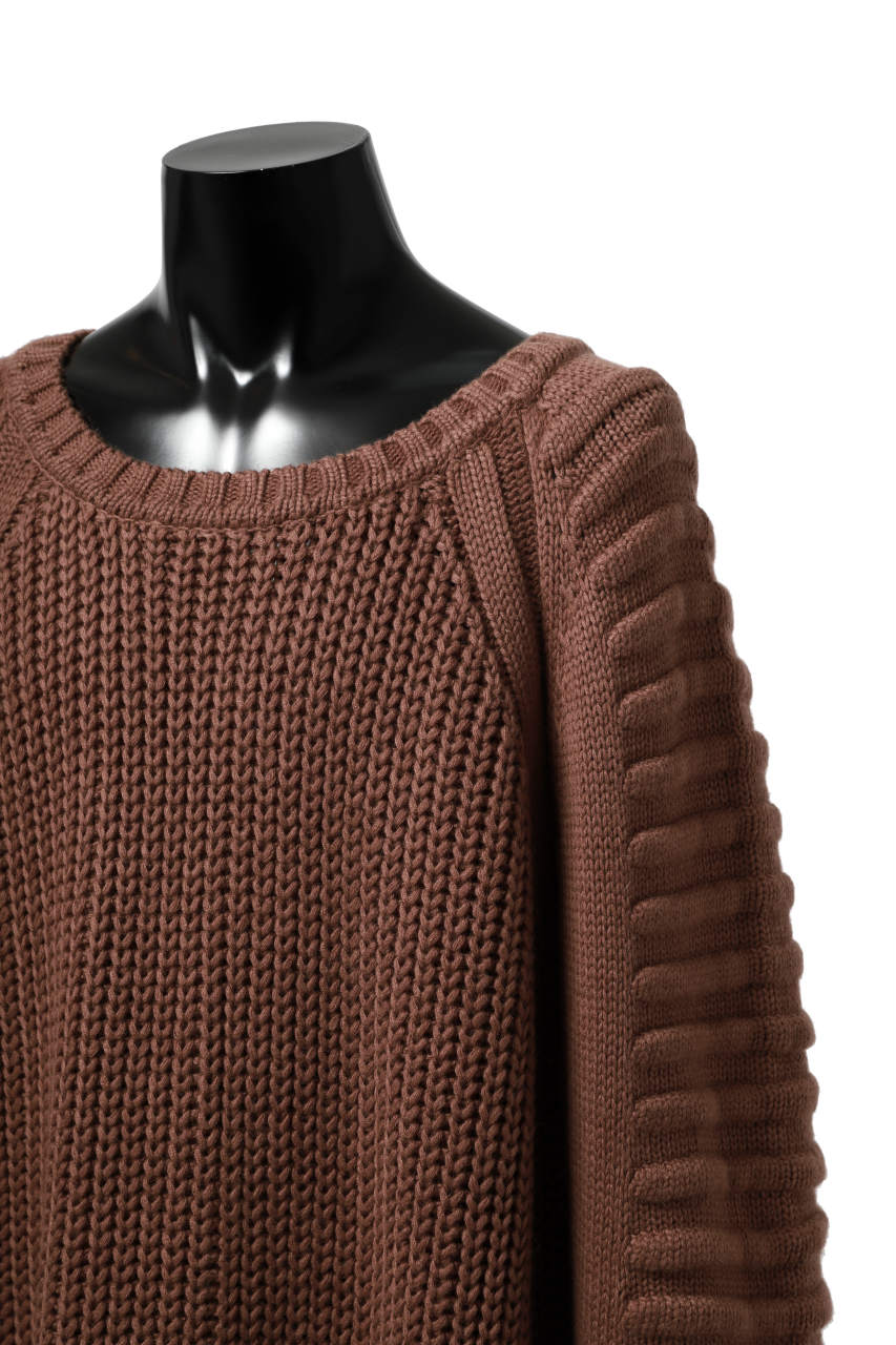 A.F ARTEFACT LOWGAUGE CABLE KNIT PULLOVER LADDER-SLEEVE (BROWN) - Image 16