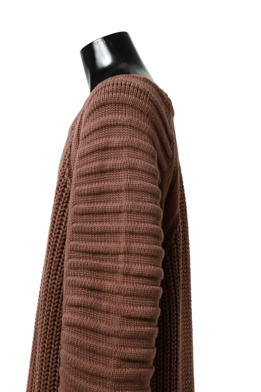 A.F ARTEFACT LOWGAUGE CABLE KNIT PULLOVER LADDER-SLEEVE (BROWN) - Image 17