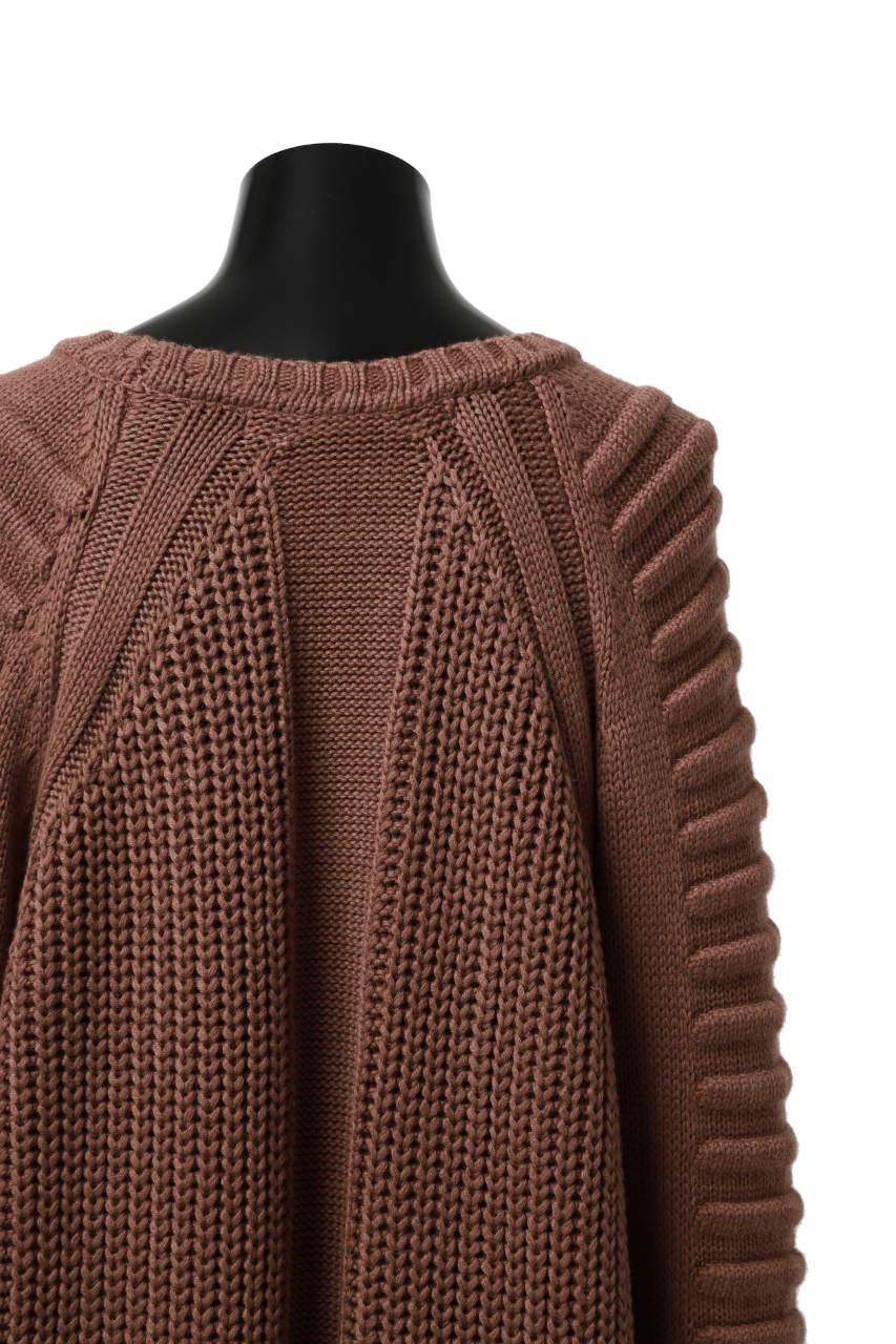 A.F ARTEFACT LOWGAUGE CABLE KNIT PULLOVER LADDER-SLEEVE (BROWN) - Image 18