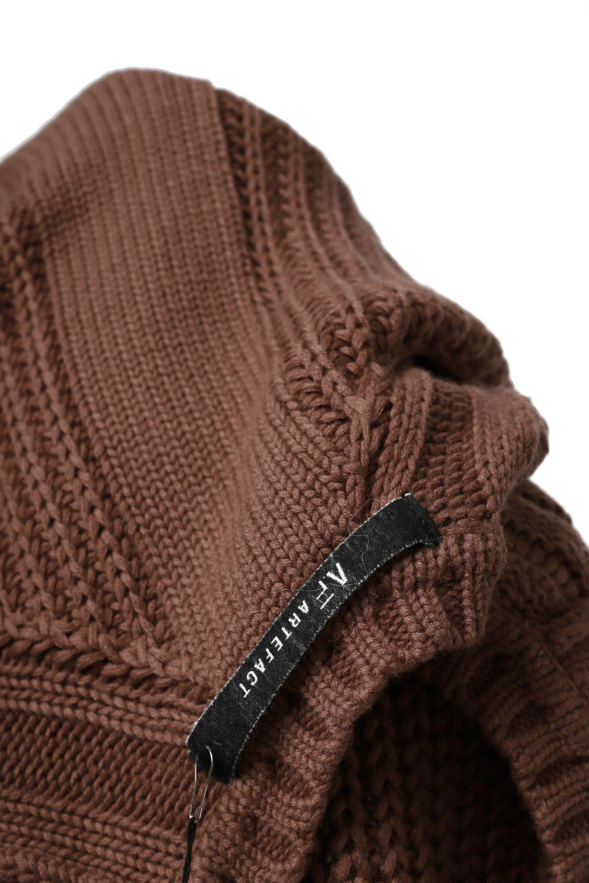A.F ARTEFACT LOWGAUGE CABLE KNIT PULLOVER LADDER-SLEEVE (BROWN) - Image 19