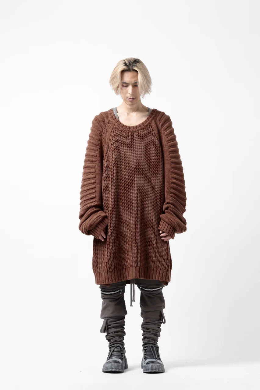 A.F ARTEFACT LOWGAUGE CABLE KNIT PULLOVER LADDER-SLEEVE (BROWN) - Image 20