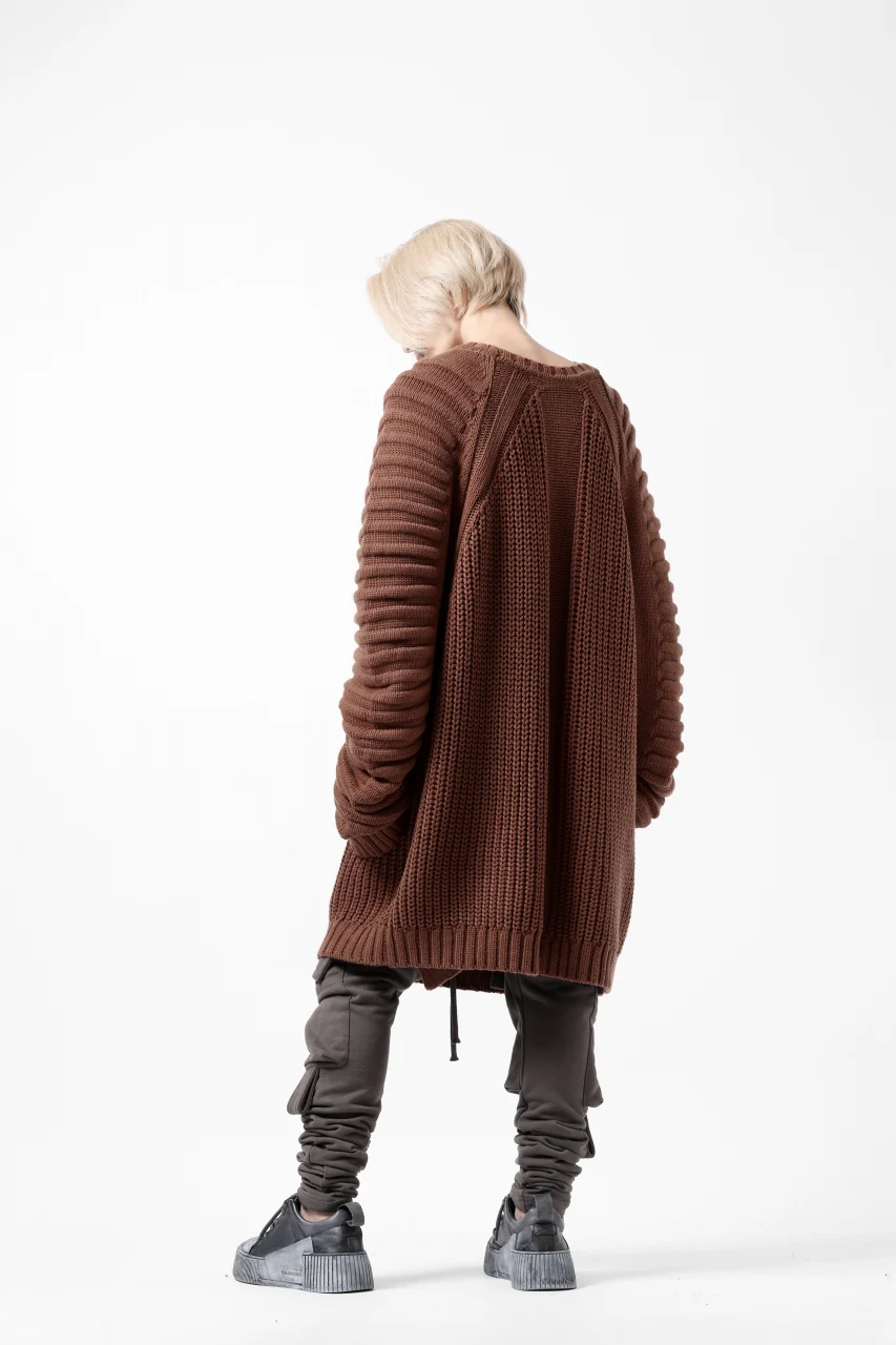 A.F ARTEFACT LOWGAUGE CABLE KNIT PULLOVER LADDER-SLEEVE (BROWN) - Image 22