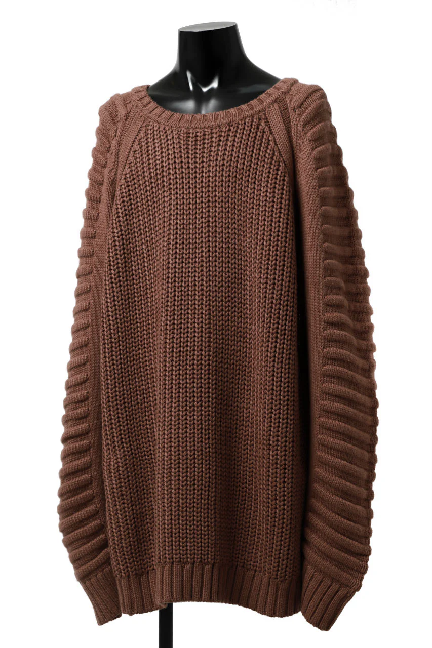 A.F ARTEFACT LOWGAUGE CABLE KNIT PULLOVER LADDER-SLEEVE (BROWN) - Image 8