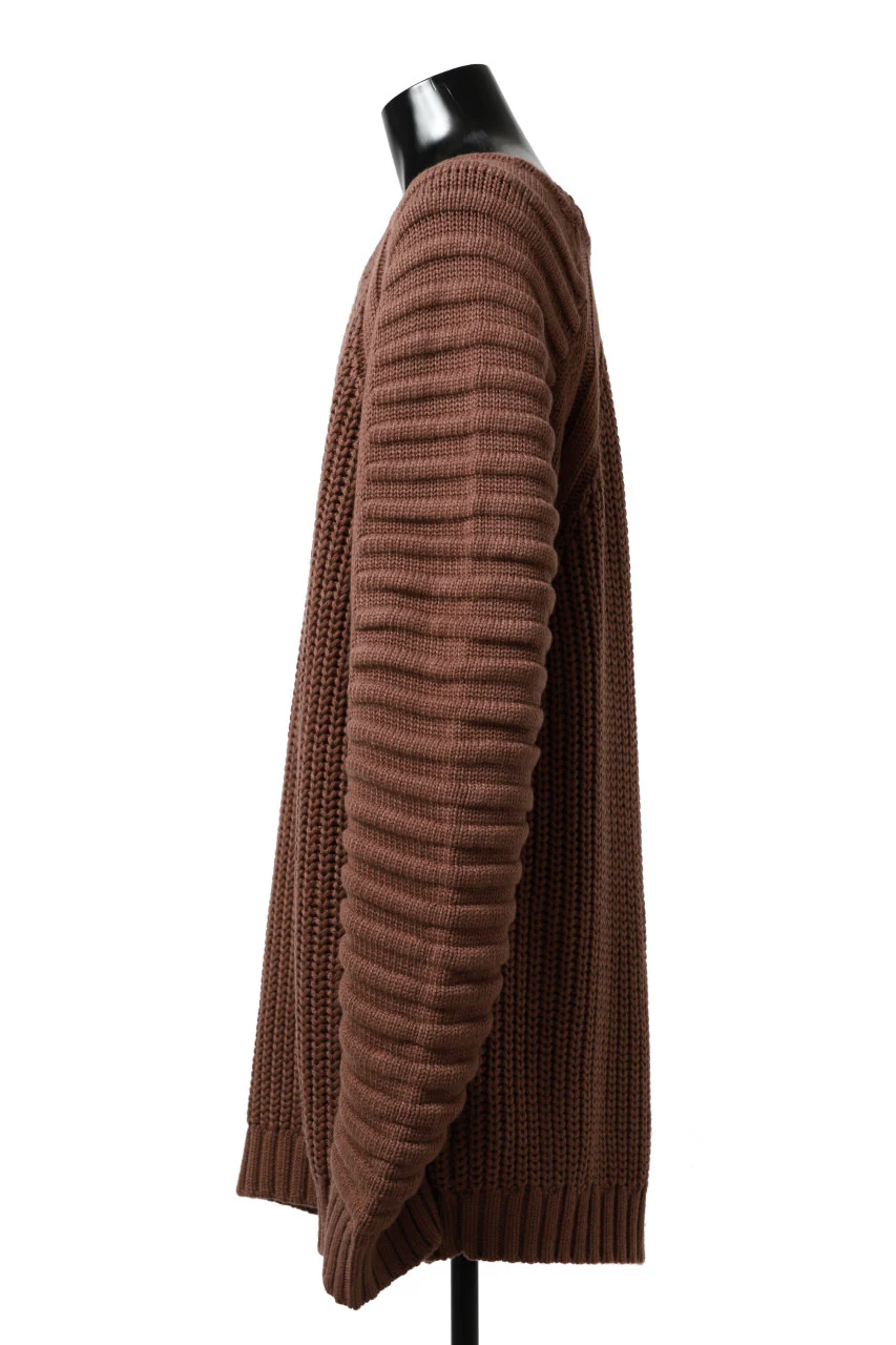 A.F ARTEFACT LOWGAUGE CABLE KNIT PULLOVER LADDER-SLEEVE (BROWN) - Image 9