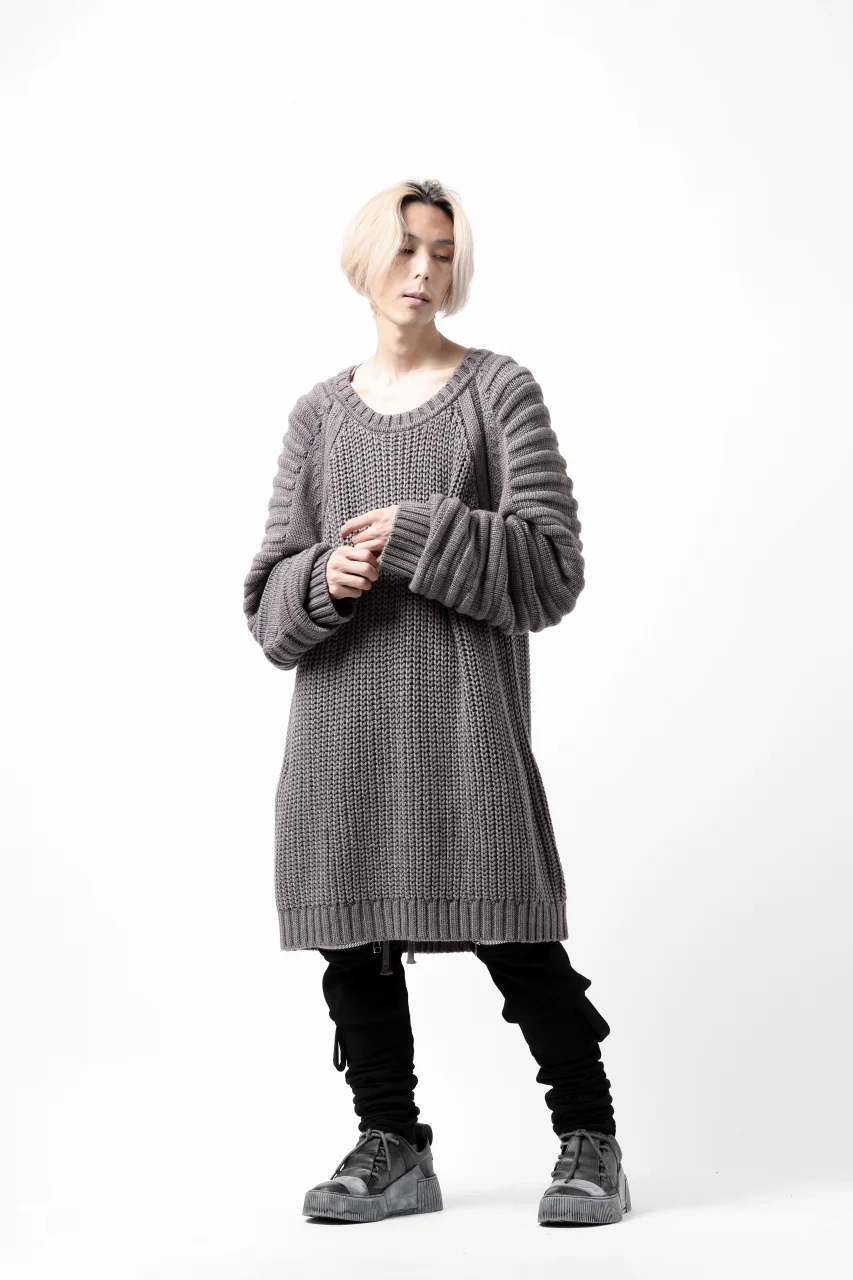 A.F ARTEFACT LOWGAUGE CABLE KNIT PULLOVER LADDER-SLEEVE (GREY) - Image 10