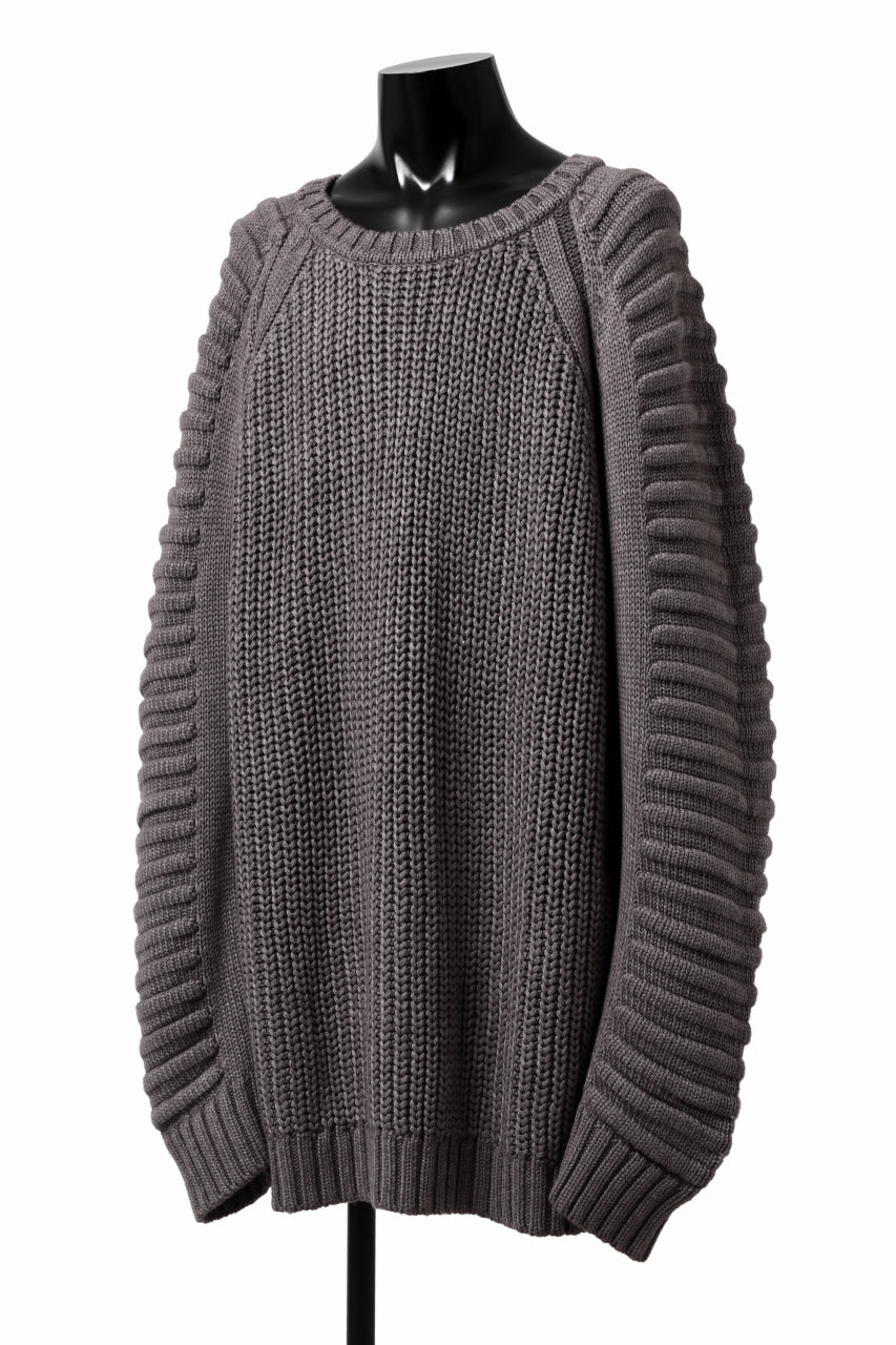 A.F ARTEFACT LOWGAUGE CABLE KNIT PULLOVER LADDER-SLEEVE (GREY) - Image 11