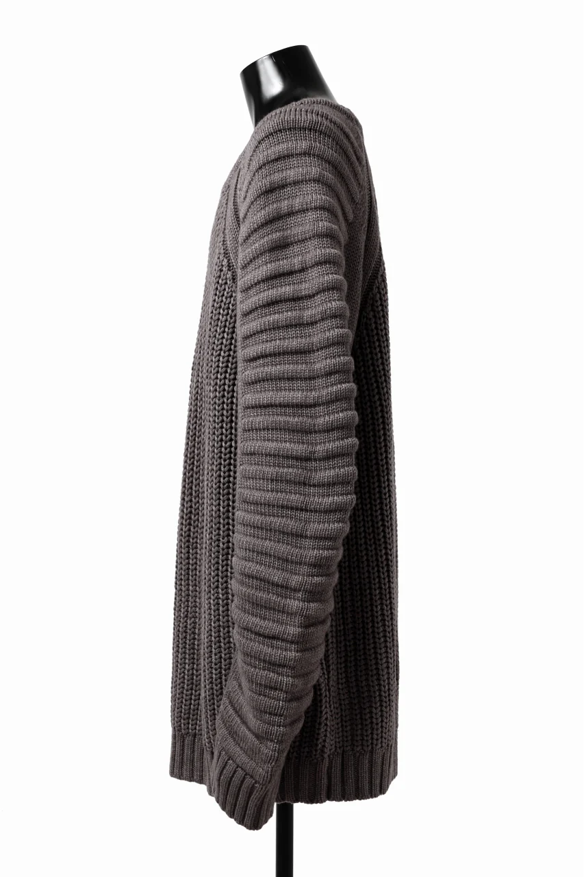 A.F ARTEFACT LOWGAUGE CABLE KNIT PULLOVER LADDER-SLEEVE (GREY) - Image 12