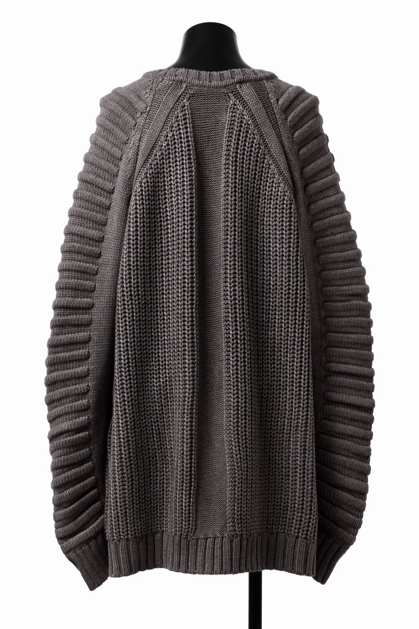 A.F ARTEFACT LOWGAUGE CABLE KNIT PULLOVER LADDER-SLEEVE (GREY) - Image 13