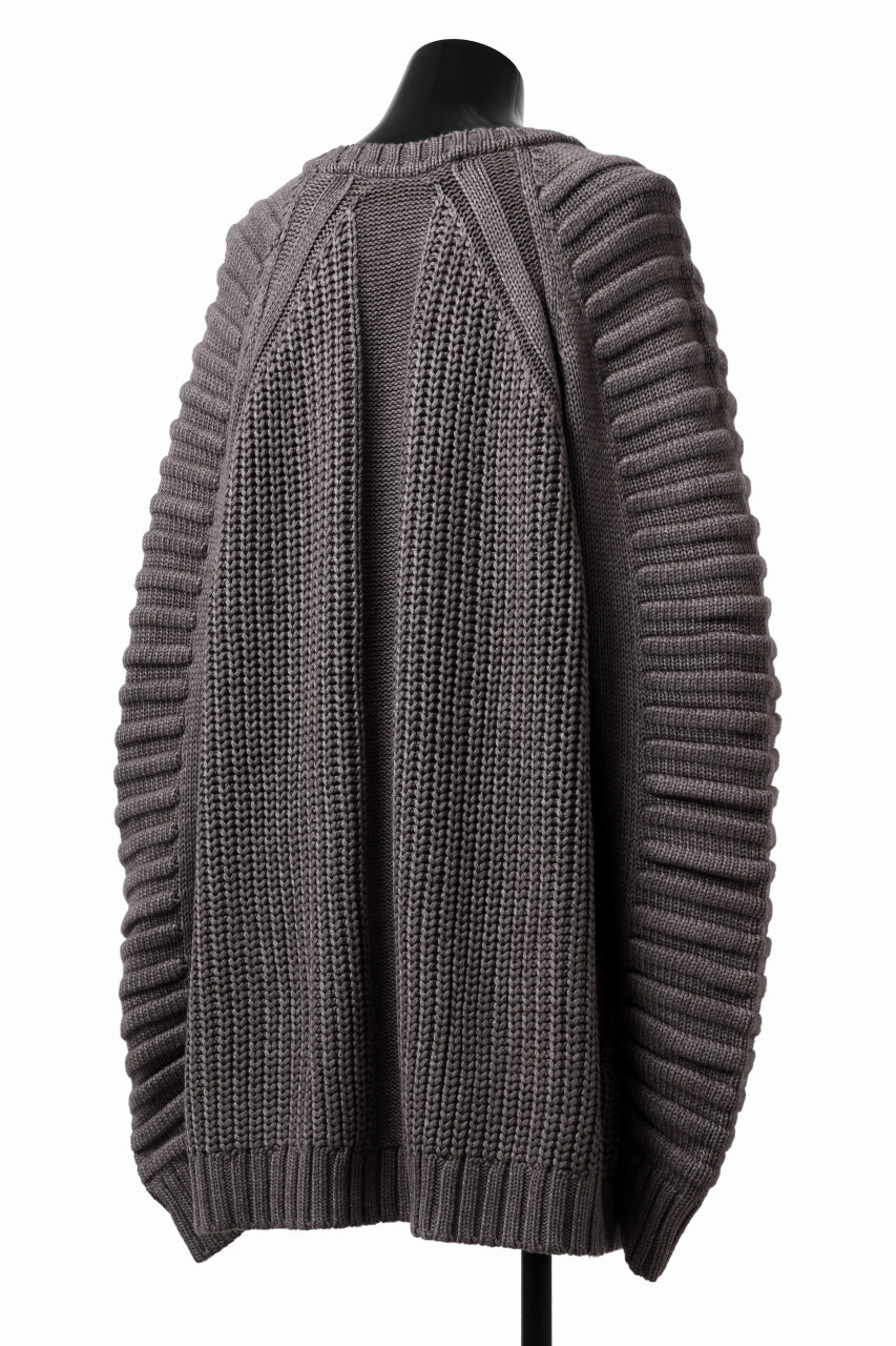 A.F ARTEFACT LOWGAUGE CABLE KNIT PULLOVER LADDER-SLEEVE (GREY) - Image 14