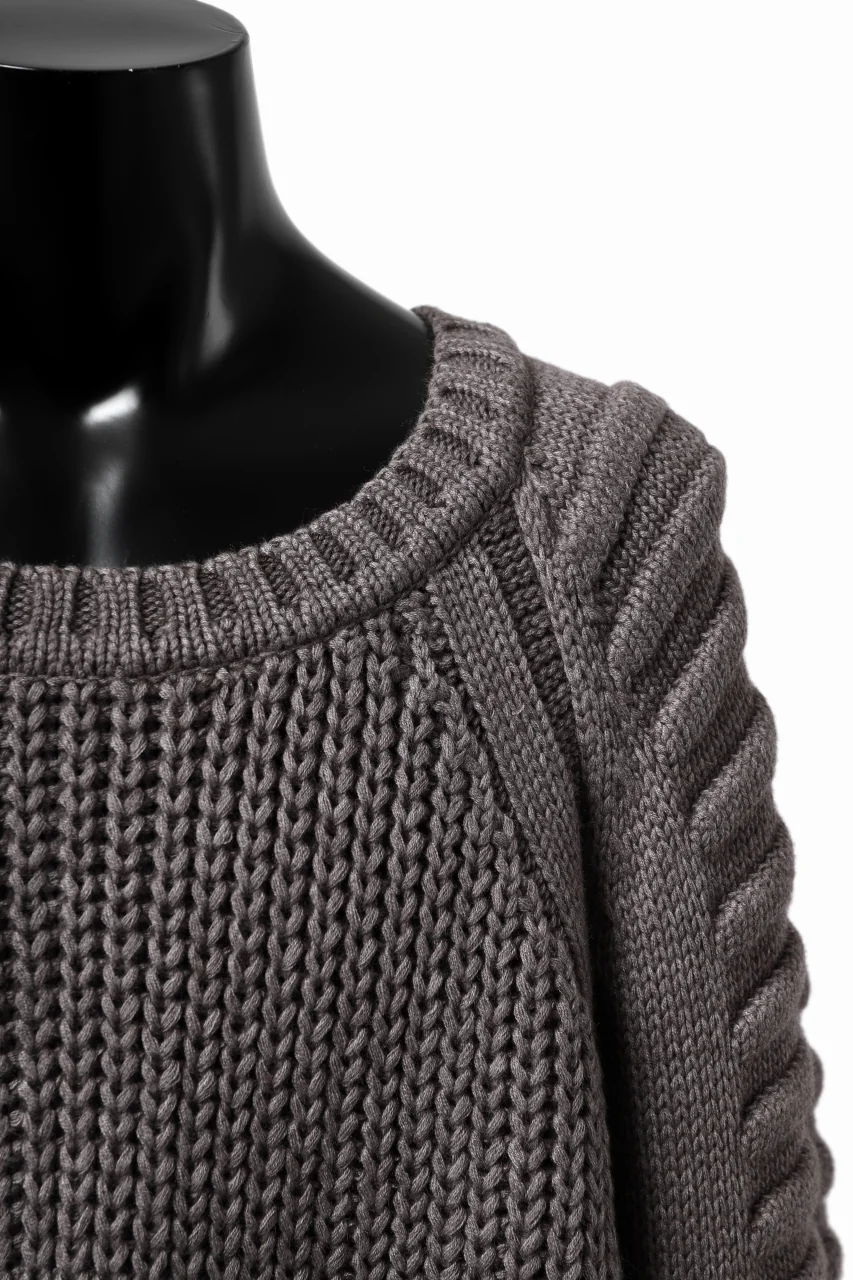 A.F ARTEFACT LOWGAUGE CABLE KNIT PULLOVER LADDER-SLEEVE (GREY) - Image 15