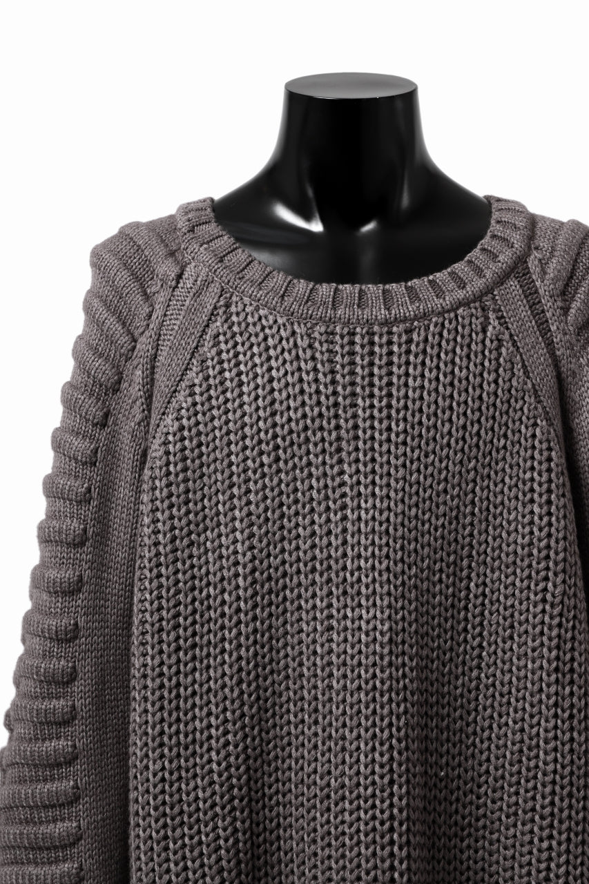 A.F ARTEFACT LOWGAUGE CABLE KNIT PULLOVER LADDER-SLEEVE (GREY) - Image 17