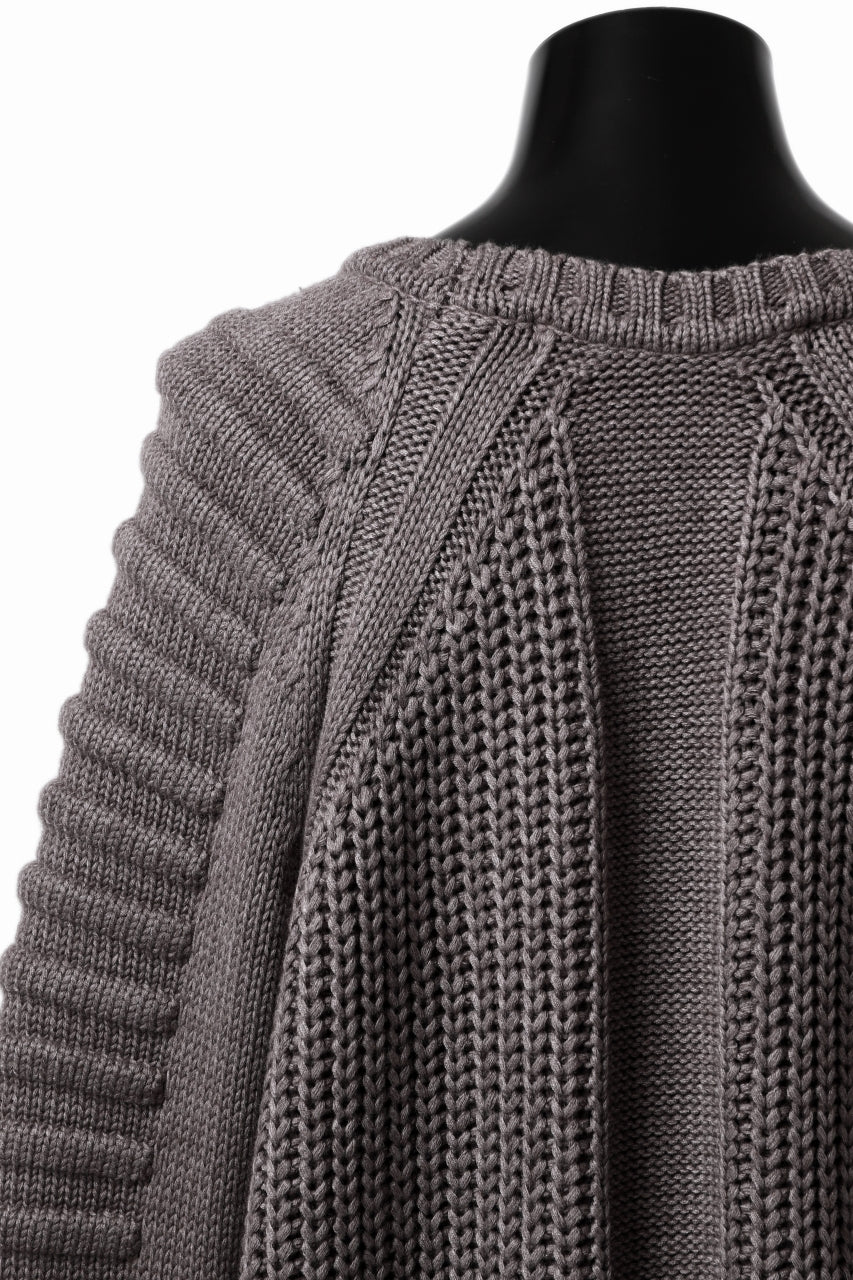 A.F ARTEFACT LOWGAUGE CABLE KNIT PULLOVER LADDER-SLEEVE (GREY) - Image 18
