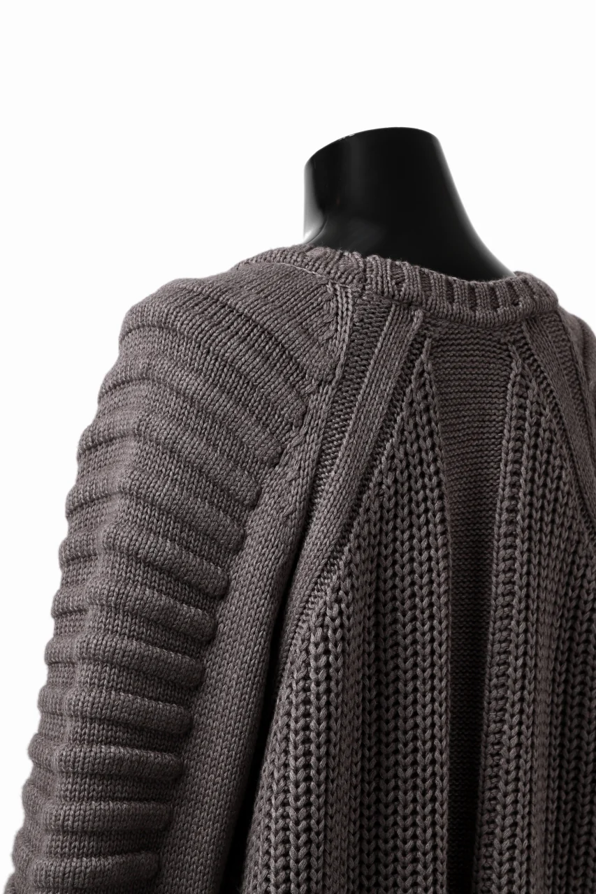 A.F ARTEFACT LOWGAUGE CABLE KNIT PULLOVER LADDER-SLEEVE (GREY) - Image 19