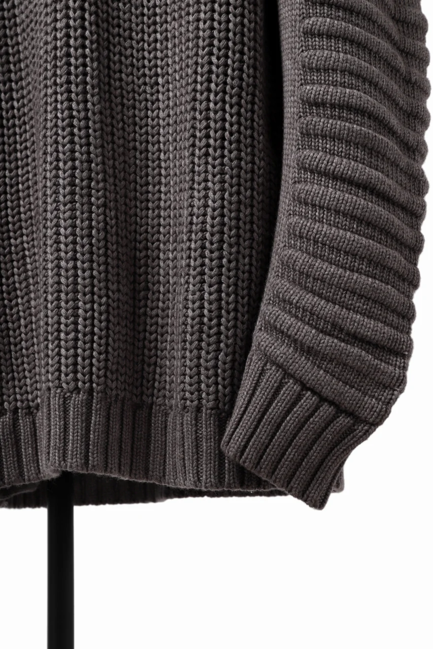 A.F ARTEFACT LOWGAUGE CABLE KNIT PULLOVER LADDER-SLEEVE (GREY) - Image 22