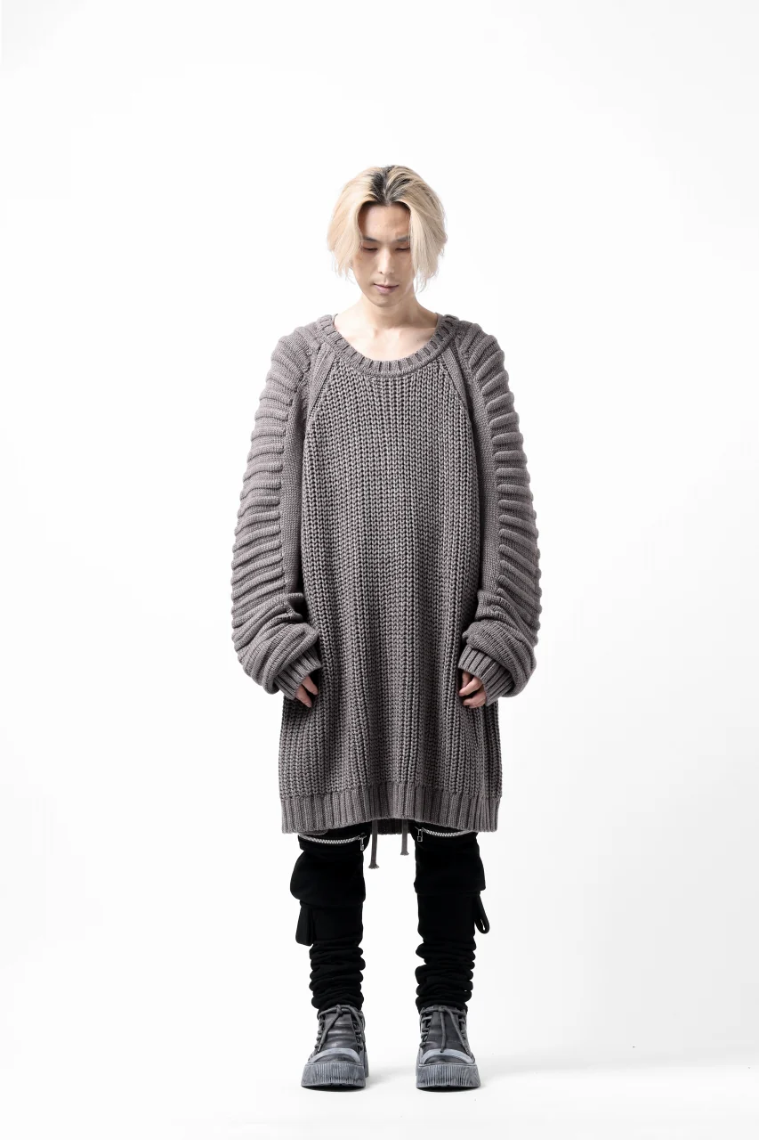 A.F ARTEFACT LOWGAUGE CABLE KNIT PULLOVER LADDER-SLEEVE (GREY) - Image 23