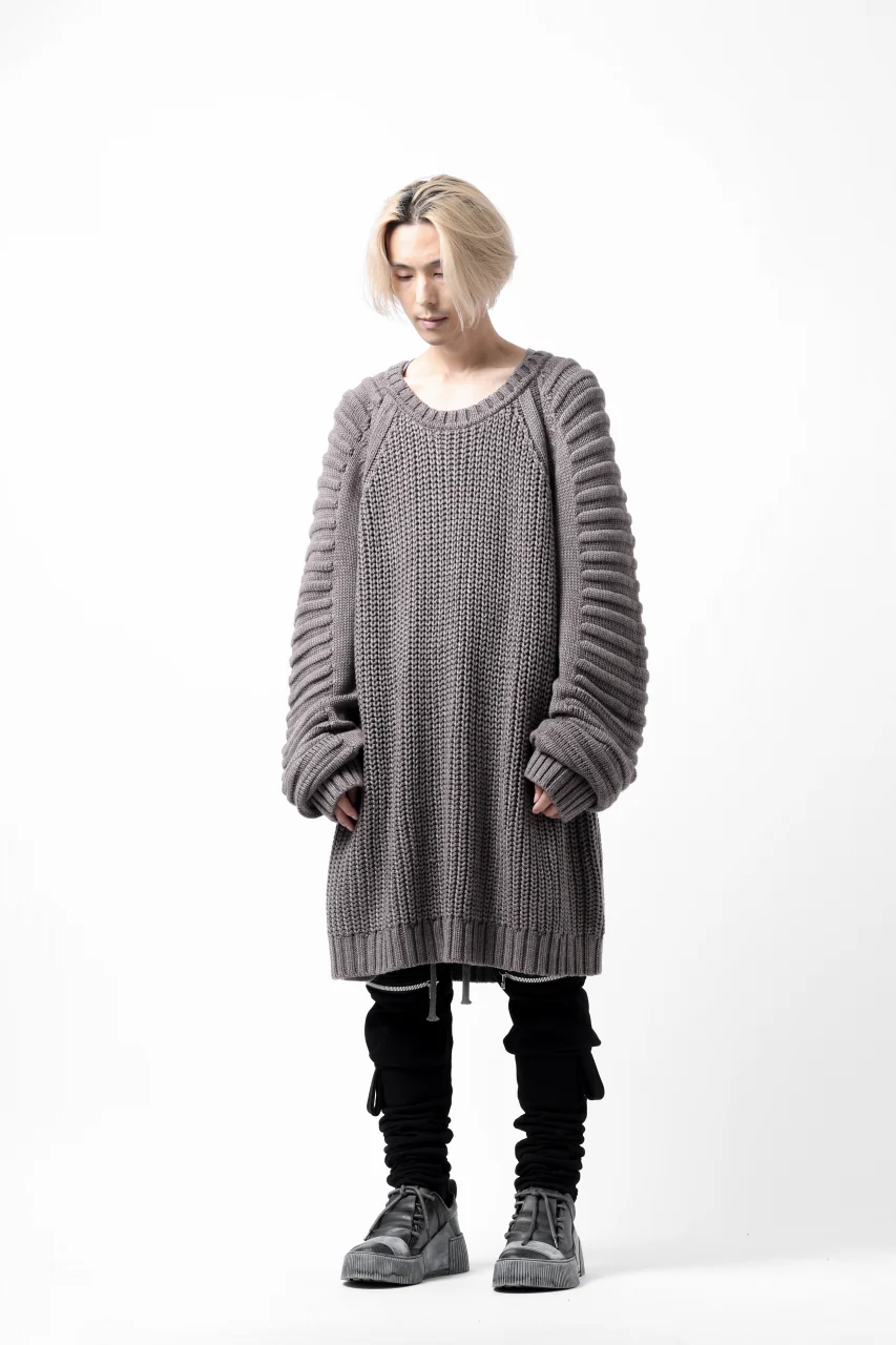 A.F ARTEFACT LOWGAUGE CABLE KNIT PULLOVER LADDER-SLEEVE (GREY) - Image 24