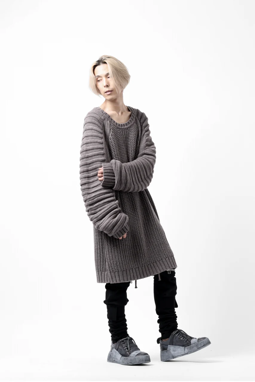 A.F ARTEFACT LOWGAUGE CABLE KNIT PULLOVER LADDER-SLEEVE (GREY) - Image 25