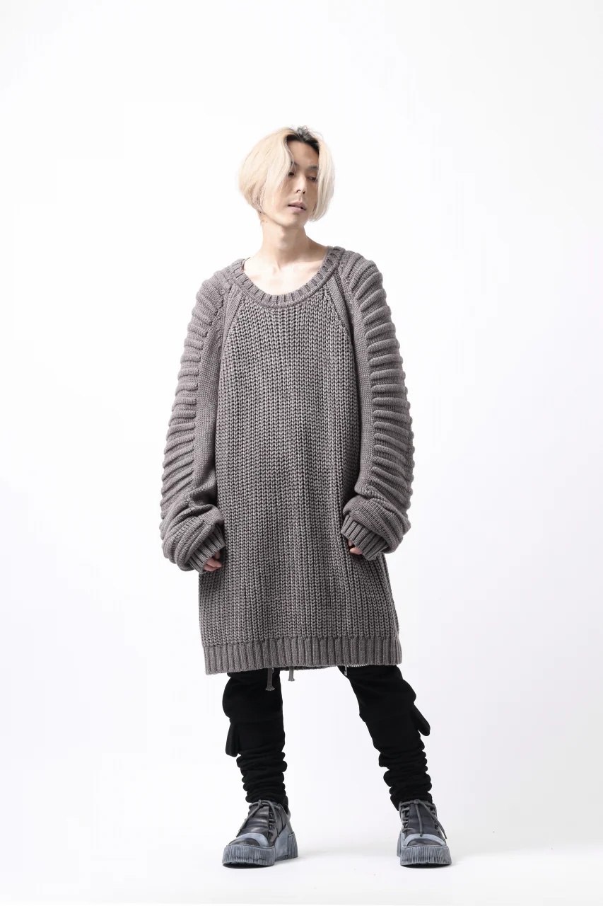 A.F ARTEFACT LOWGAUGE CABLE KNIT PULLOVER LADDER-SLEEVE (GREY) - Image 27