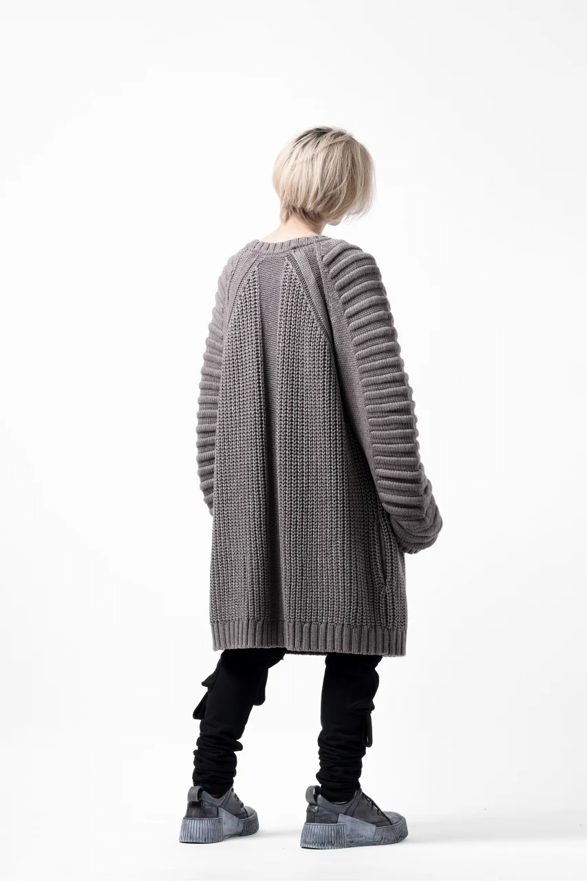 A.F ARTEFACT LOWGAUGE CABLE KNIT PULLOVER LADDER-SLEEVE (GREY) - Image 29