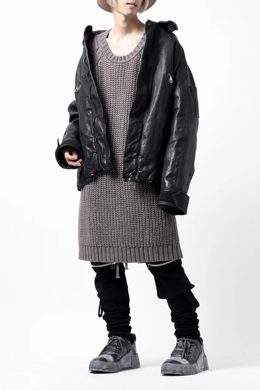 A.F ARTEFACT LOWGAUGE CABLE KNIT PULLOVER LADDER-SLEEVE (GREY) - Image 30