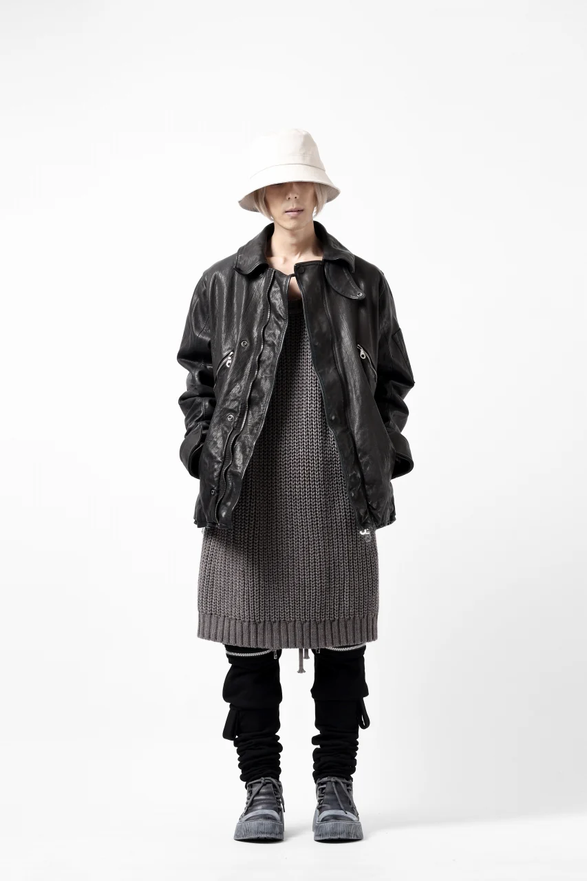 A.F ARTEFACT LOWGAUGE CABLE KNIT PULLOVER LADDER-SLEEVE (GREY) - Image 31