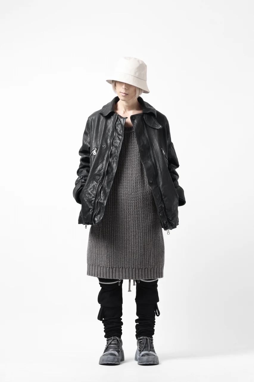 A.F ARTEFACT LOWGAUGE CABLE KNIT PULLOVER LADDER-SLEEVE (GREY) - Image 32