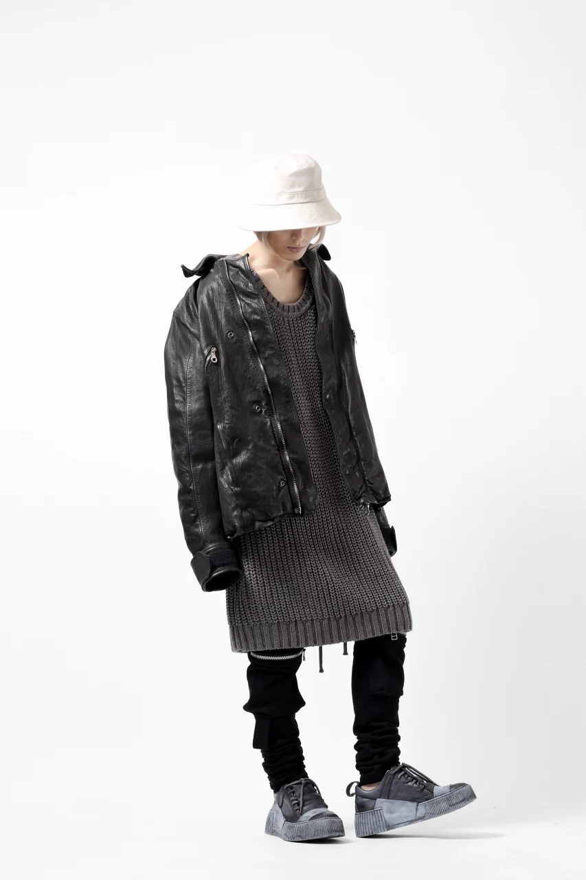 A.F ARTEFACT LOWGAUGE CABLE KNIT PULLOVER LADDER-SLEEVE (GREY) - Image 33