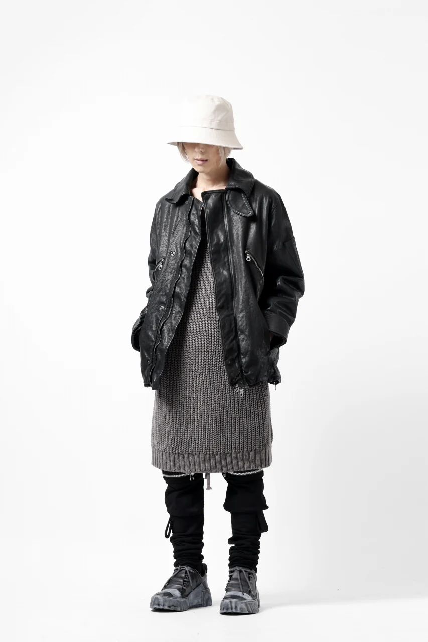 A.F ARTEFACT LOWGAUGE CABLE KNIT PULLOVER LADDER-SLEEVE (GREY) - Image 34