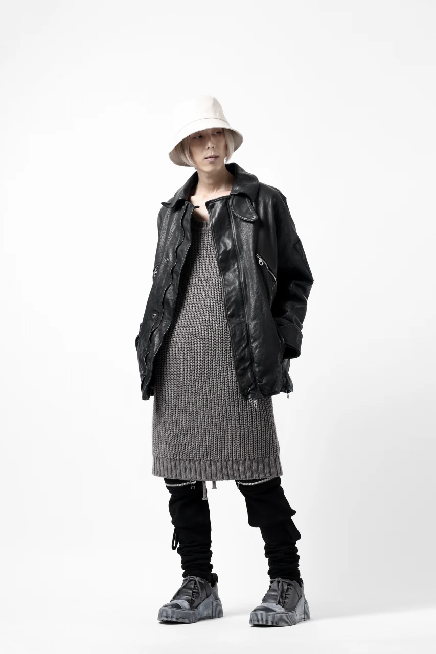 A.F ARTEFACT LOWGAUGE CABLE KNIT PULLOVER LADDER-SLEEVE (GREY) - Image 35