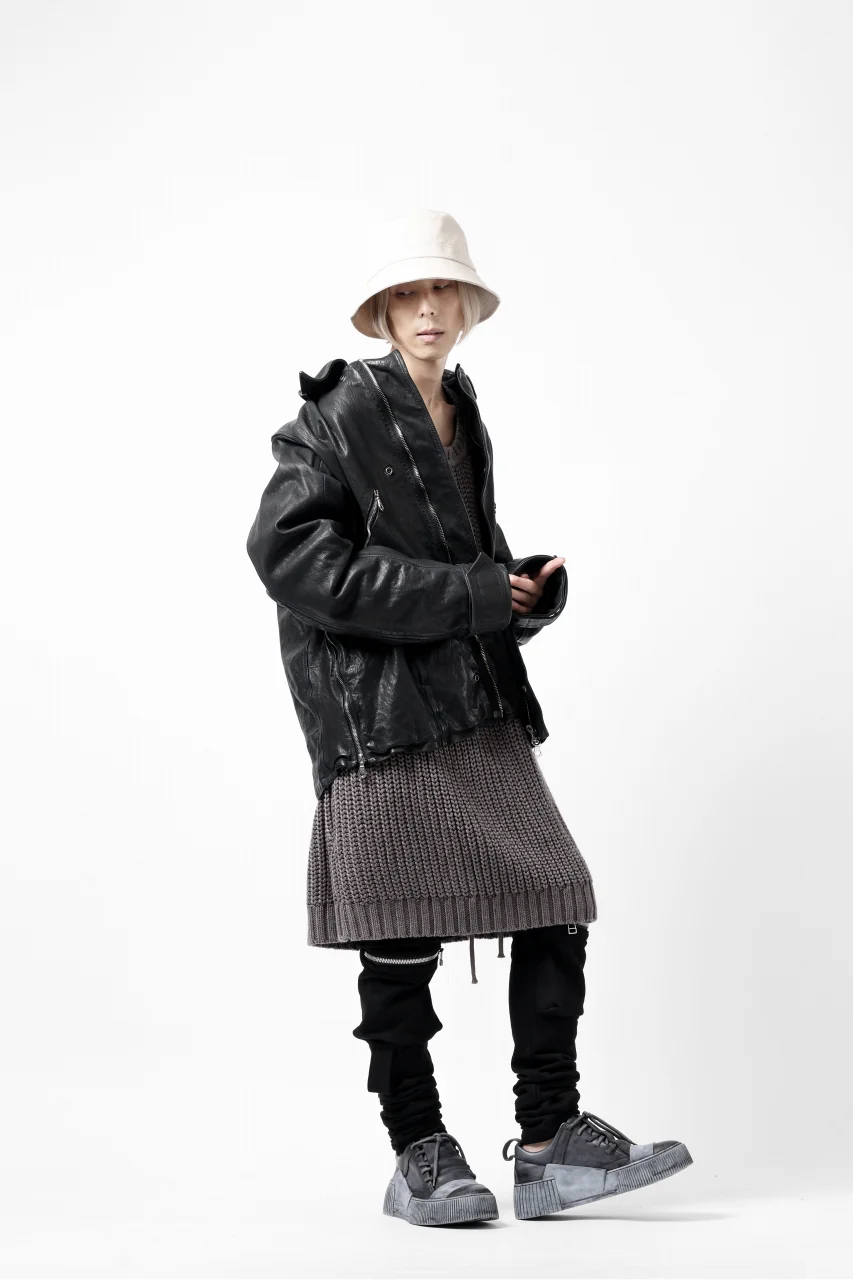 A.F ARTEFACT LOWGAUGE CABLE KNIT PULLOVER LADDER-SLEEVE (GREY) - Image 36