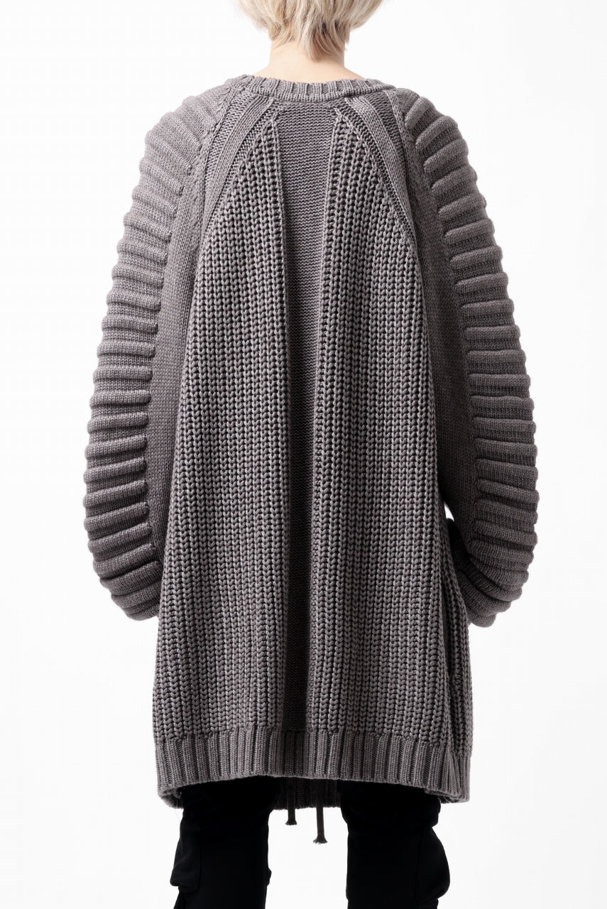 A.F ARTEFACT LOWGAUGE CABLE KNIT PULLOVER LADDER-SLEEVE (GREY) - Image 9