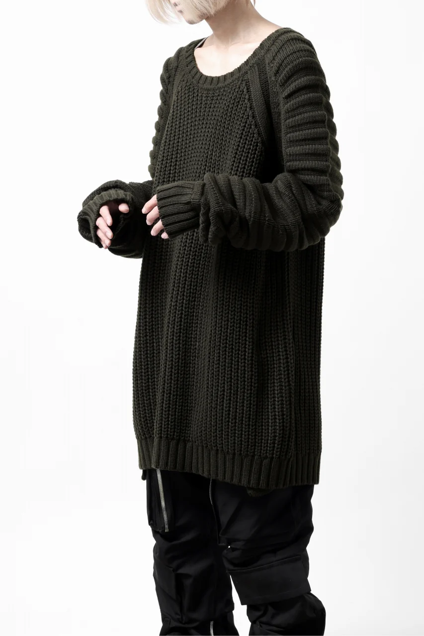 A.F ARTEFACT LOWGAUGE CABLE KNIT PULLOVER LADDER-SLEEVE (KHAKI) - Image 10