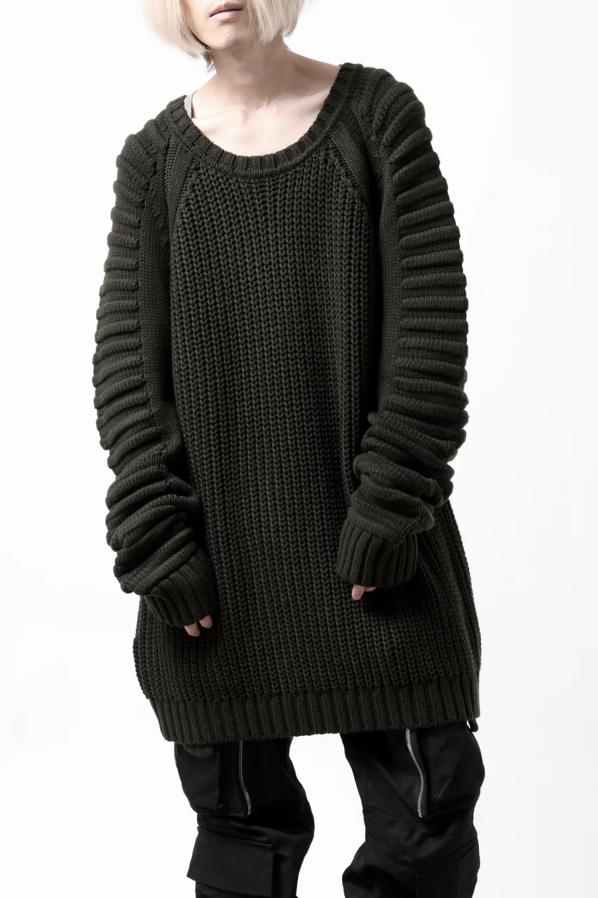 A.F ARTEFACT LOWGAUGE CABLE KNIT PULLOVER LADDER-SLEEVE (KHAKI) - Image 11