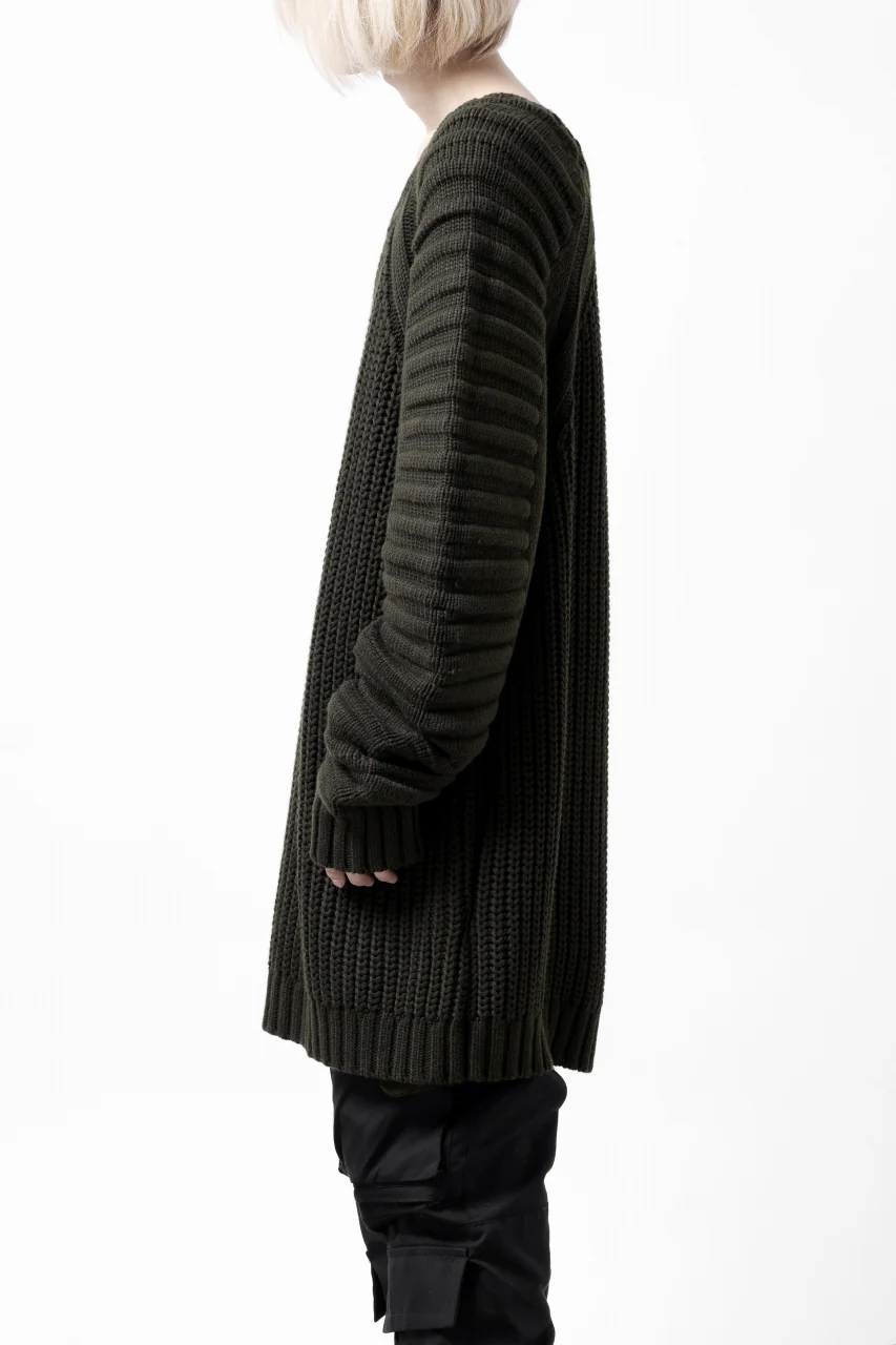 A.F ARTEFACT LOWGAUGE CABLE KNIT PULLOVER LADDER-SLEEVE (KHAKI) - Image 12