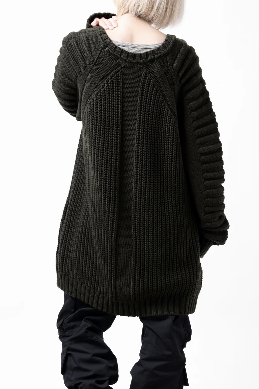 A.F ARTEFACT LOWGAUGE CABLE KNIT PULLOVER LADDER-SLEEVE (KHAKI) - Image 16