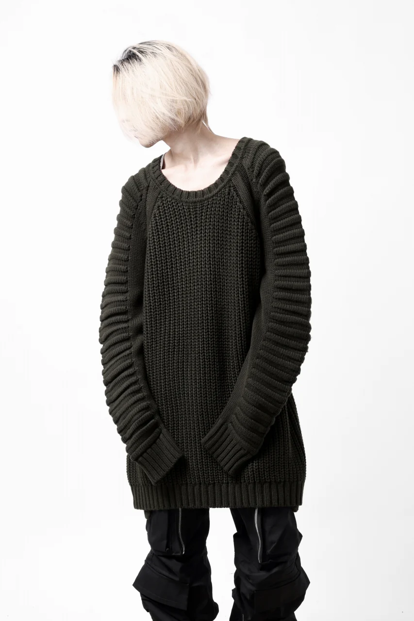 A.F ARTEFACT LOWGAUGE CABLE KNIT PULLOVER LADDER-SLEEVE (KHAKI) - Image 17