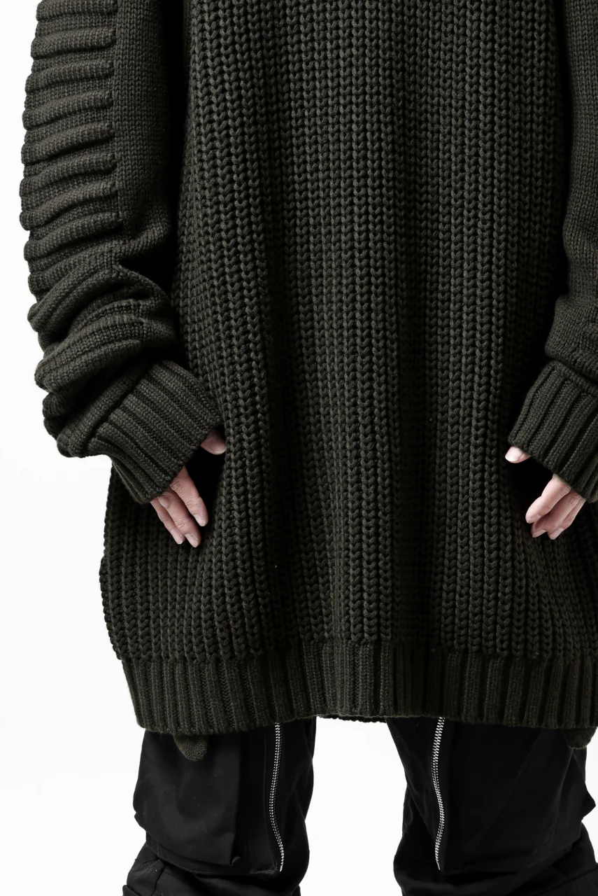 A.F ARTEFACT LOWGAUGE CABLE KNIT PULLOVER LADDER-SLEEVE (KHAKI) - Image 19