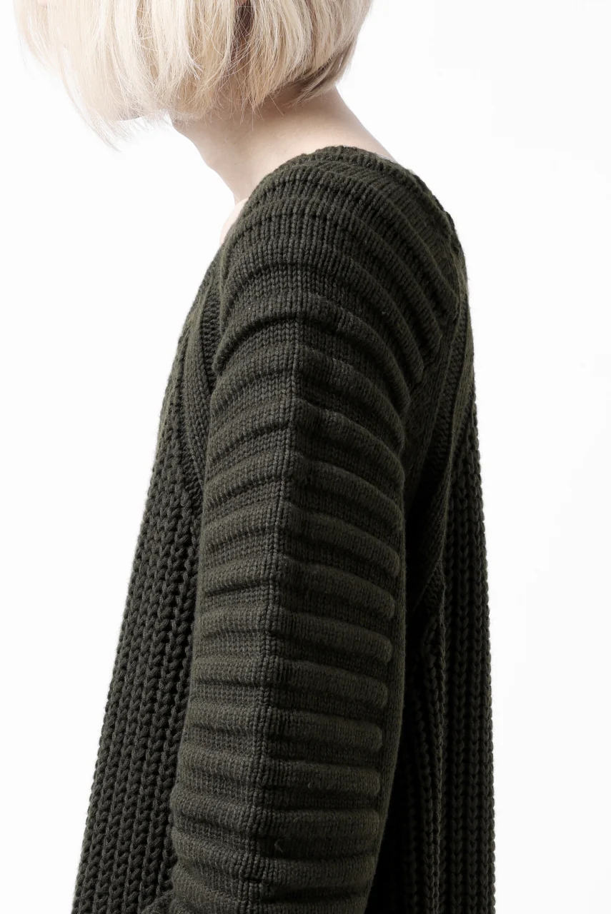 A.F ARTEFACT LOWGAUGE CABLE KNIT PULLOVER LADDER-SLEEVE (KHAKI) - Image 22