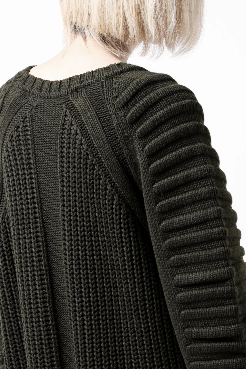 A.F ARTEFACT LOWGAUGE CABLE KNIT PULLOVER LADDER-SLEEVE (KHAKI) - Image 23